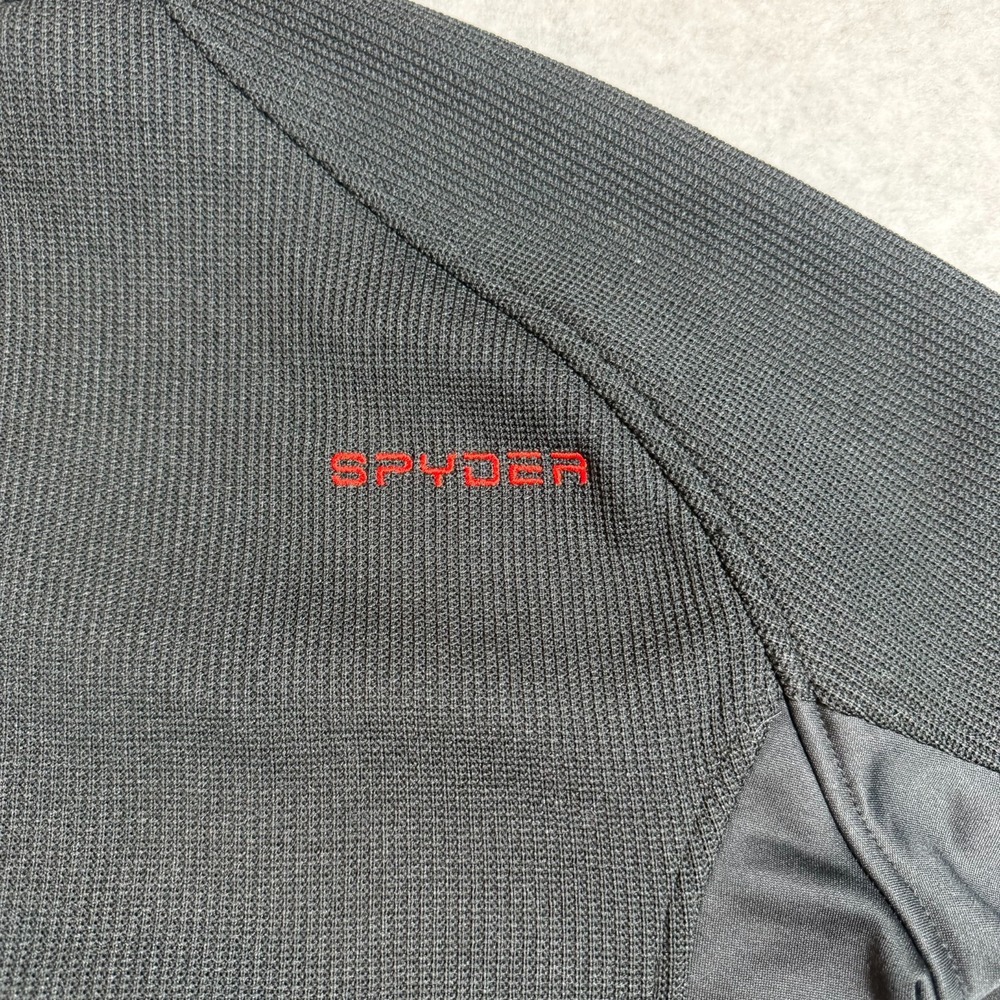 Spyder 1/4 Zip Waffle Knit Jacket Womens M Black Red Pullover Fleece Lining - Picture 8 of 13